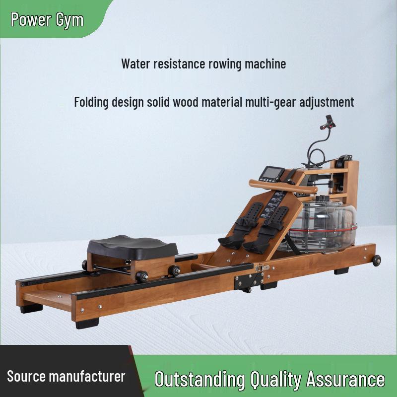 Foldable Wooden Water Resistance Rowing Machine for Home and Gym Use