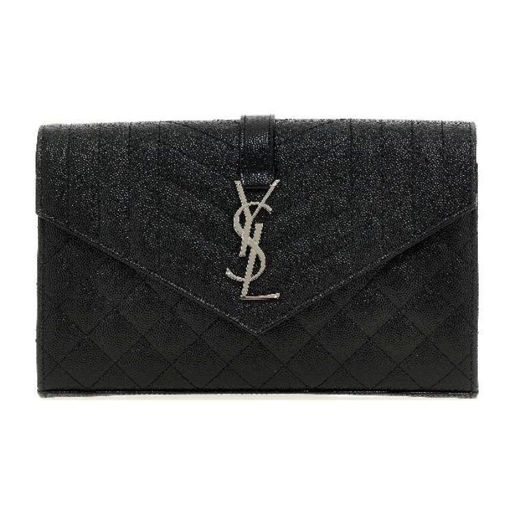 

Saint Laurent Ysl Monogram Silver Logo Chain Shoulder Strap Quilted Magnetic Closure Leather Wallet Crossbody Bag Women Bags Black 620280-BOW92-1000 Box(Basic Set+Box)