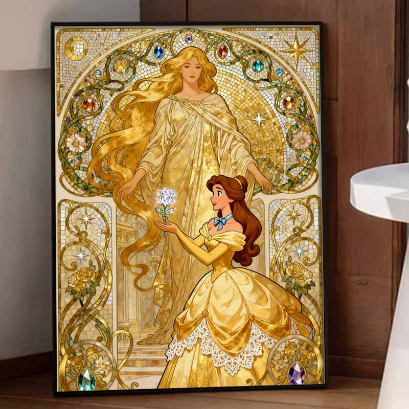 Disney 5d diamond painting, Belle diamond art painting diy handmade sticker gift, home decoration painting
