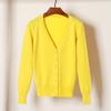 Korean V-Neck Knitted Cardigan: Women's Long Sleeve, Versatile Spring & Autumn Top.