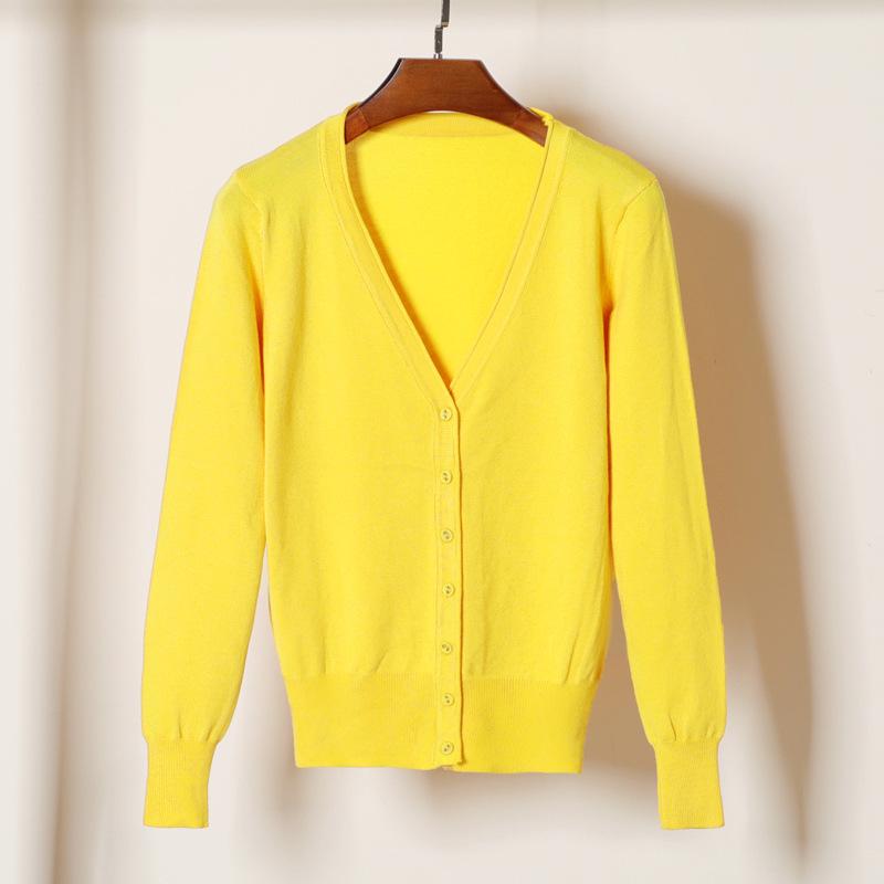 Korean V-Neck Knitted Cardigan: Women's Long Sleeve, Versatile Spring & Autumn Top.