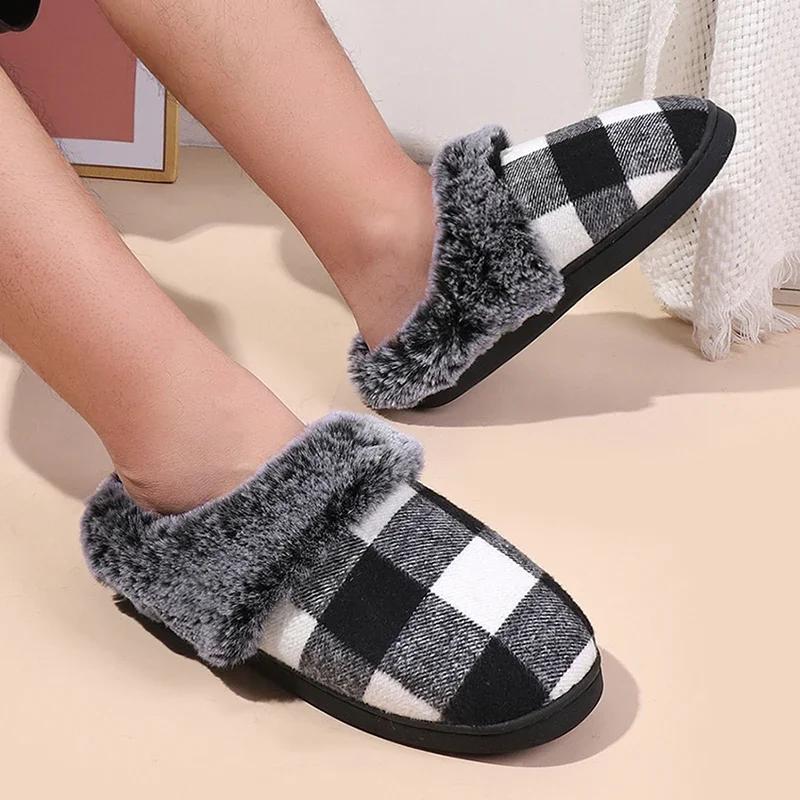 Fashion Thicken Plush Wrap Toe Women's Warm Slippers Winter Home Casual Soft Sole Fuzzy Slides Indoor House Non Slip Cotton Slippers