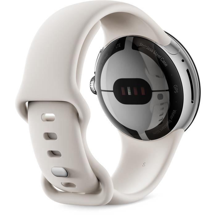 Montre connectée google pixel watch - 41 mm - argent poli actif - bracelet chalk