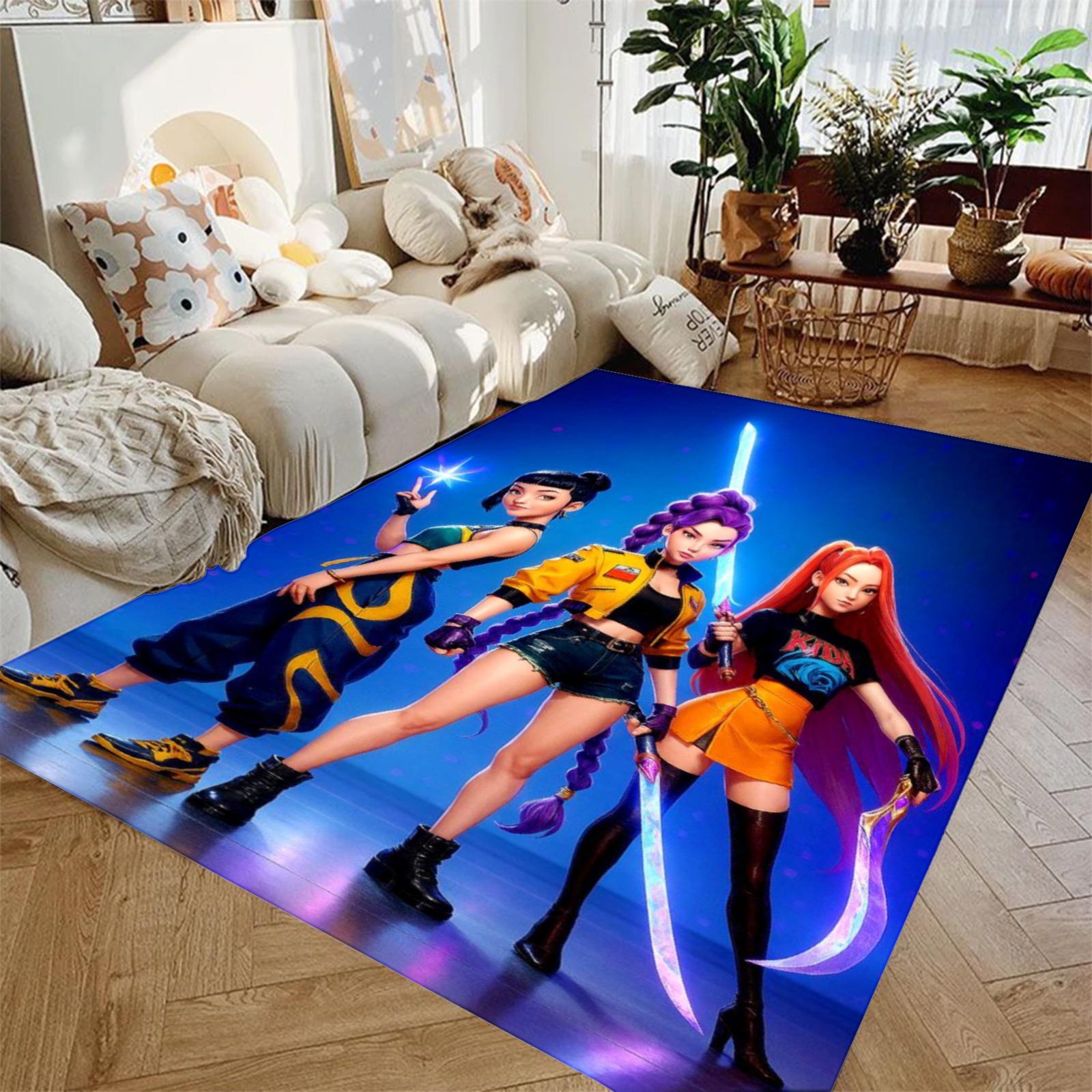 

K-POP D-Demon-Hunters Carpet Anti-Slip Rectangle Floor Mat Soft Flannel Rug Room Area Rug Indoor Outdoor Living Room Decorations 50x80cm