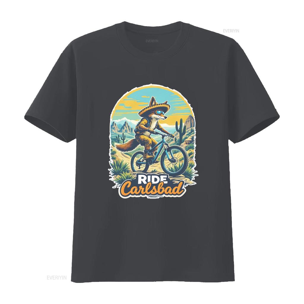 Ride Carlsbad Fox Fun Usa Bike Cycling Animal T Shirt Vintage Slightly Homme Versatile Unisex Stretched