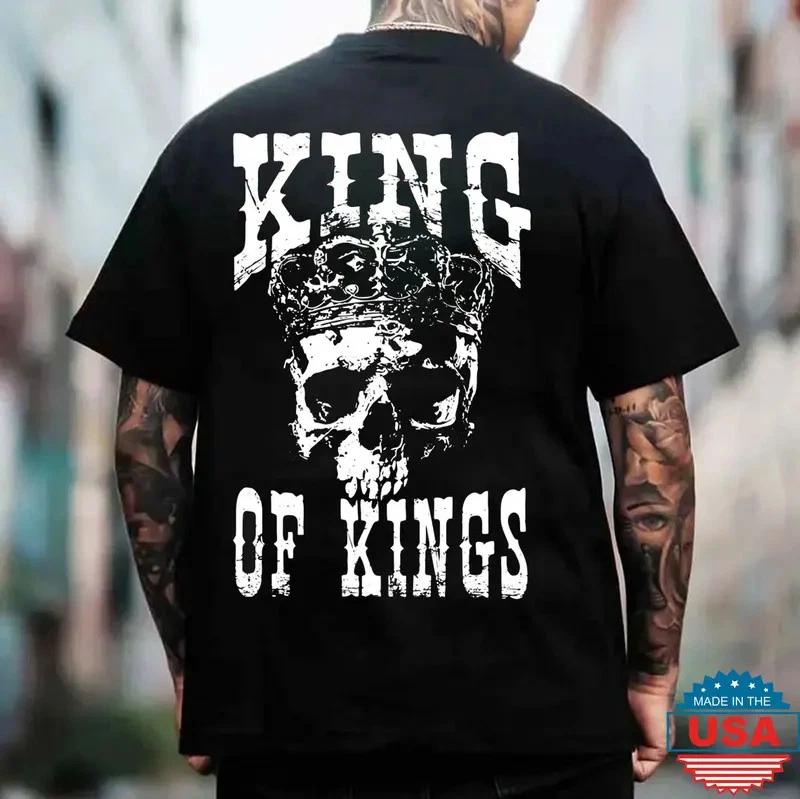 KING OF KINGS Skull With Crown Print Men s T-Shirt L