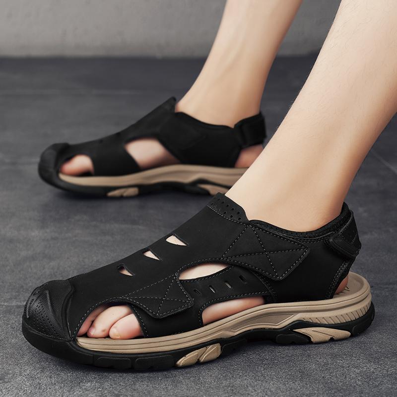 Fashion Genuine Leather Leisure Summer Sandals Fashion Breathable Men's Shoes Outdoor Sandals Breathable Men Casual Comfort Male Sneaker