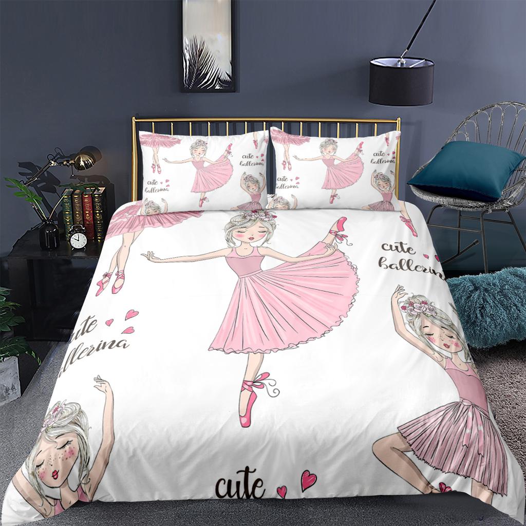 3D bed linen set girl dancer pattern printed duvet cover cushion cover ballet quilt cover cartoon house textiles