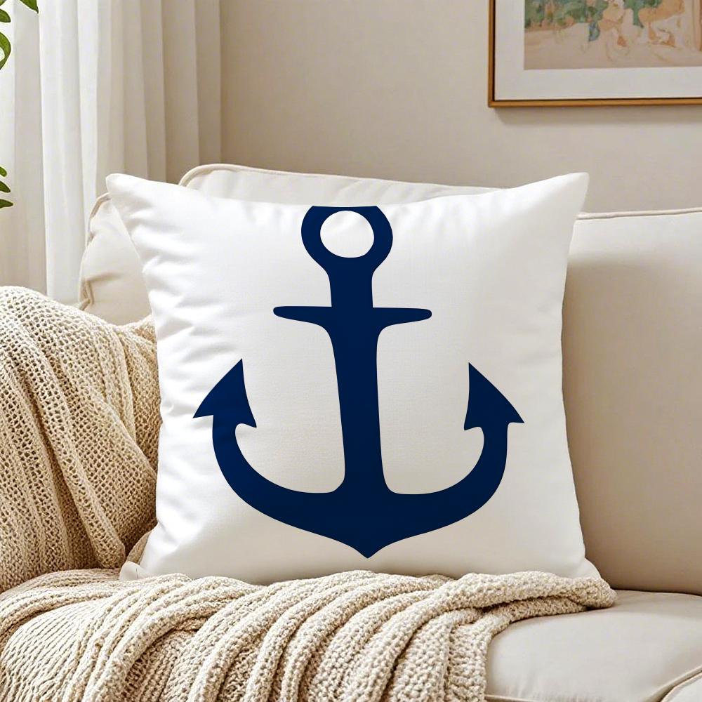 MMarine Theme Rudder Anchor Animals Cushion Cover Linen Pillowcase Soft for Sofa Bed Home Room Decor