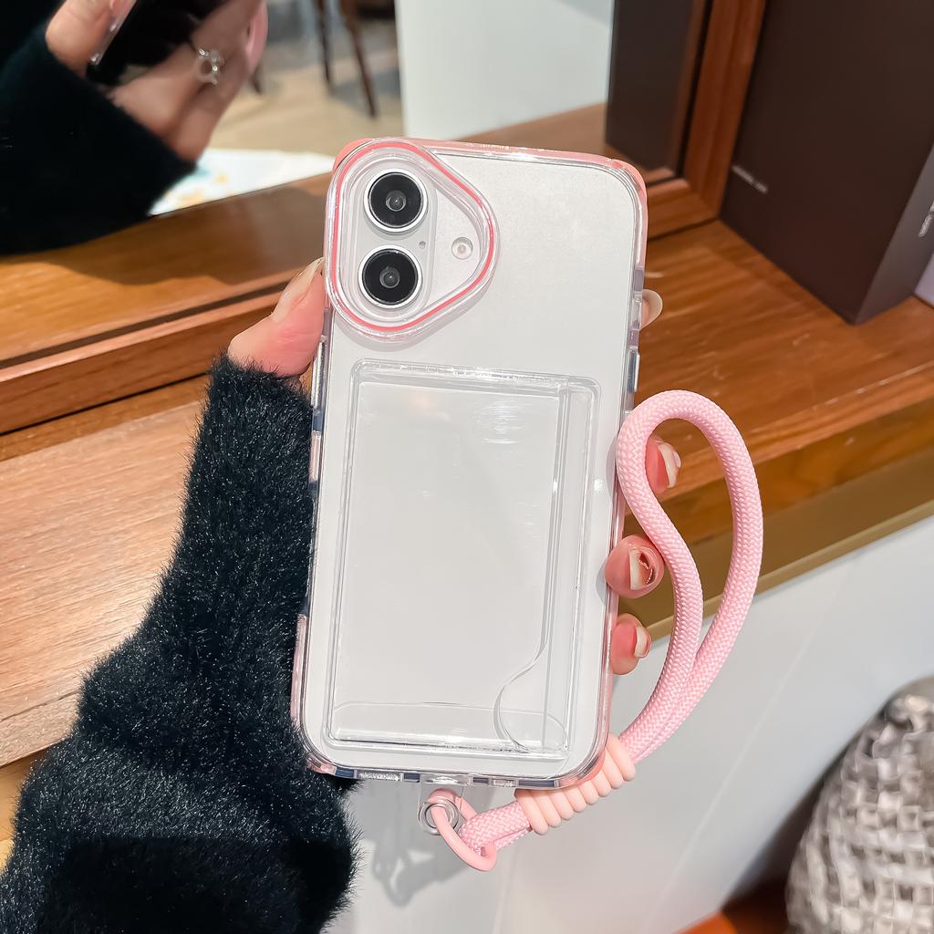 Candy Card Bag Is Suitable for iPhone16promax Lanyard Mobile Phone Case Apple 15 Transparent Non-yellow 14 Anti-drop Cover