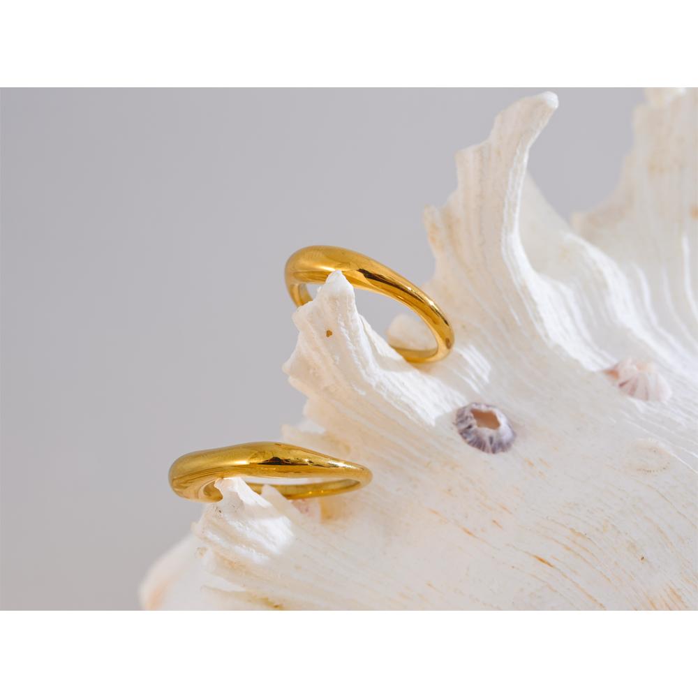 Yhpup Two Styles Same Series Minimalist Unique Stainless Steel Chic Textured Golden Ring 18K PVD Plated Japan Exquisite Jewelry