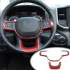 Steering Wheel Cover Trim Decor Frame For Dodge Ram 1500 2018+ Red Carbon Fiber