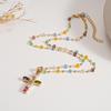 Y2K Colorful Zircon Cross Pendant Necklace for Women Fashion Candy Color Beads Crystal Chain Necklace Luxury Wedding Jewelry