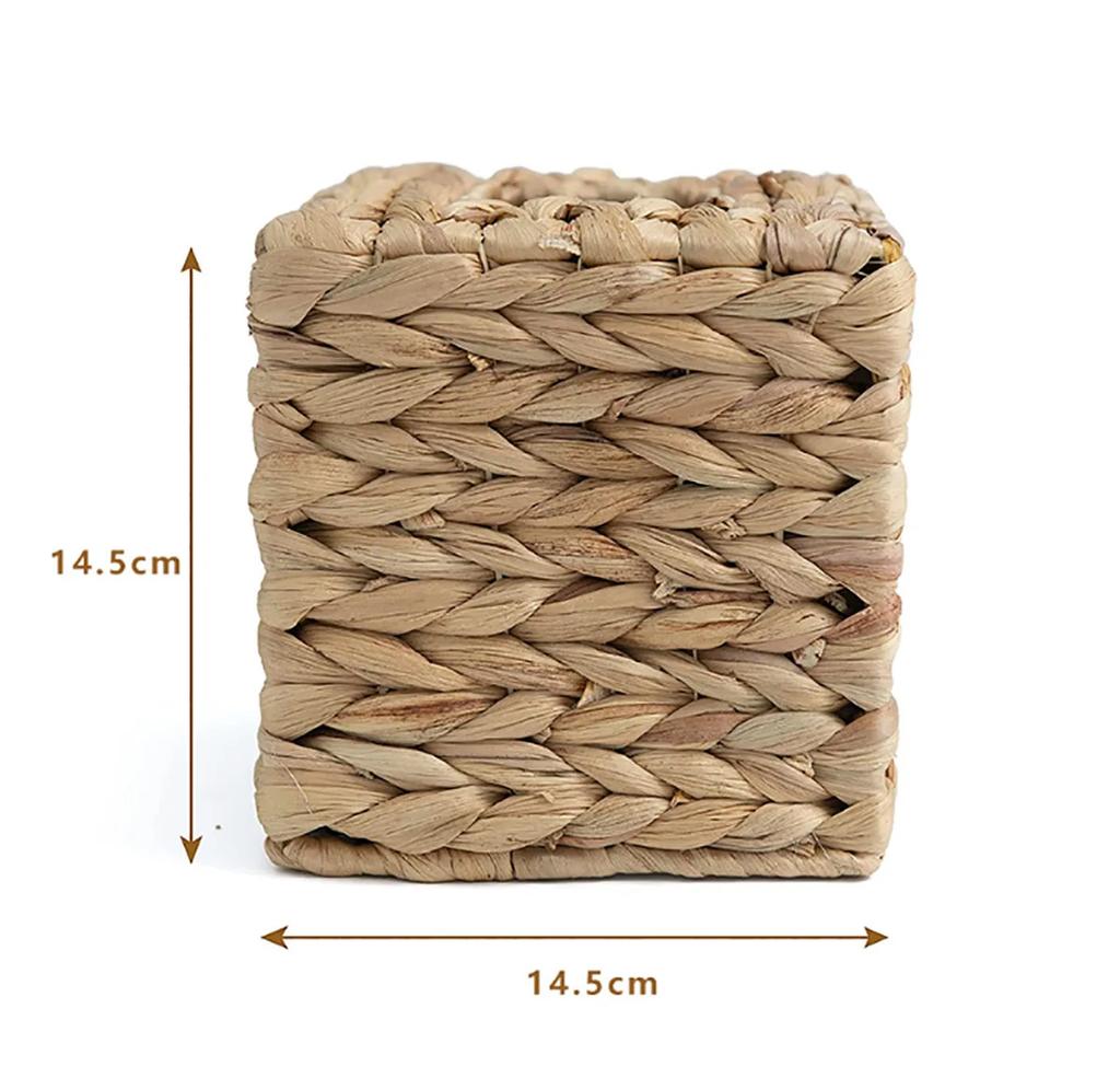 1pc Hand-woven Straw Tissue Box Water Gourd Napkin Cover for Bathroom Kitchen Openwork Household Toilet Sundries Square Storages