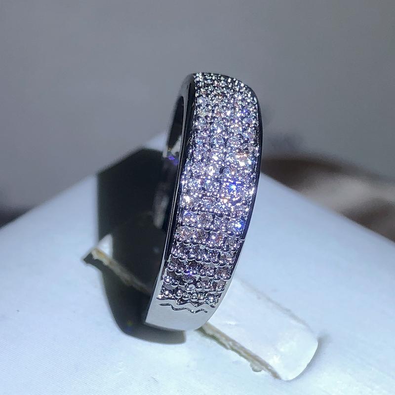 Sparkling White Zirconia Full Diamond Ring Ladies 925 Stamp New Fashion Party Wedding Jewelry Gifts For Men And Women