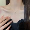 ins circle zircon necklace female design sense simple silver collarbone chain cold wind accessories