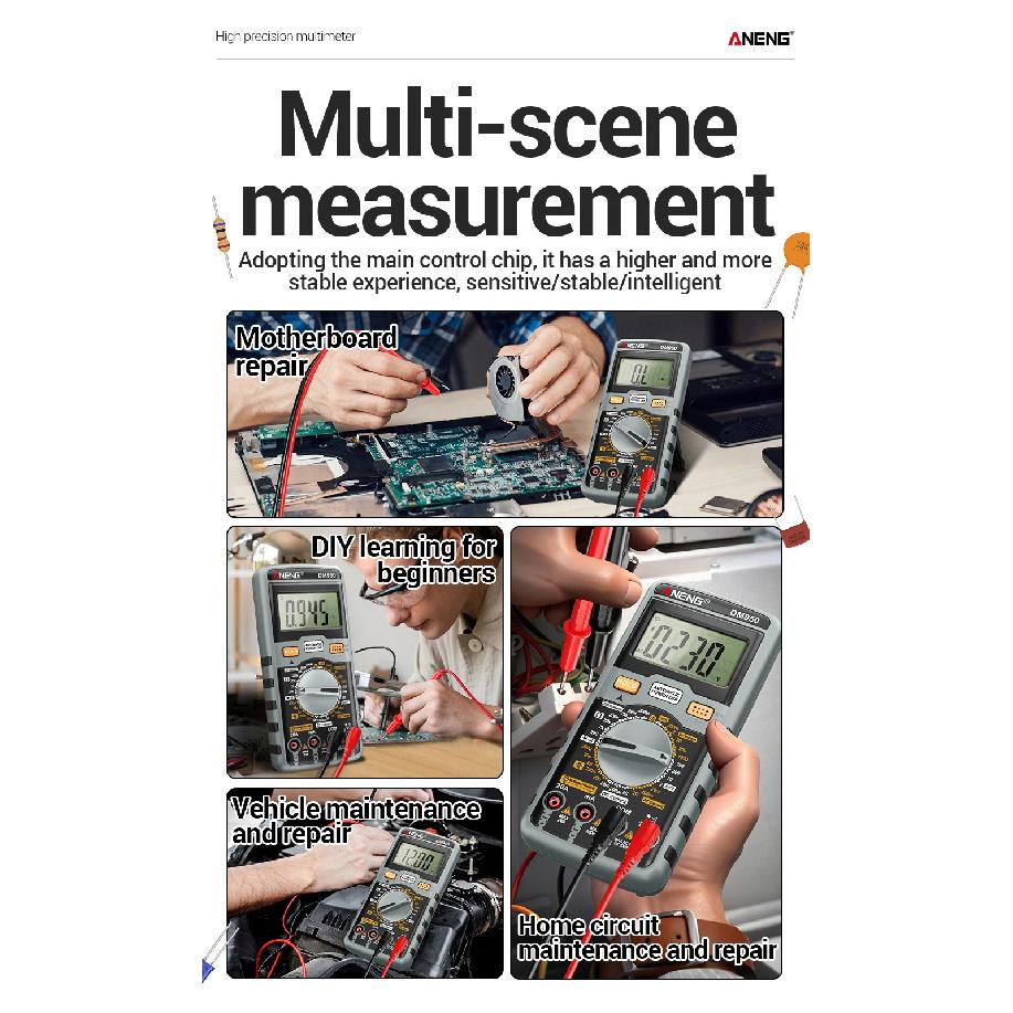 ANENG DM950 High-precision Multimeter AC/DC Ammeter Voltage Resistance Meter LCD Screen Ohmmeter Capacitance Transistor Test