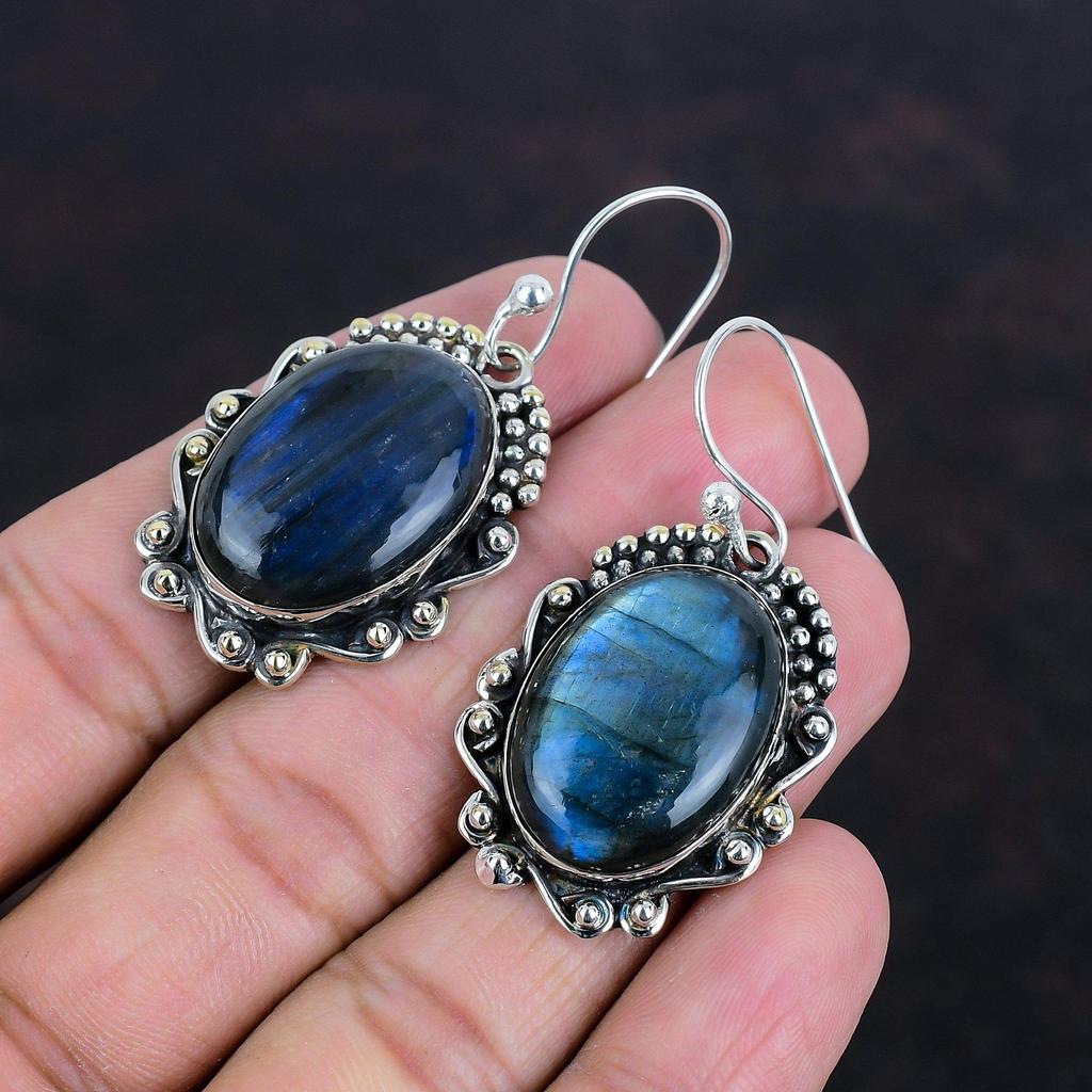 Labradoritörhänge Handgjorda Smycken Ädelstensörhängen 925 Sterling Silver Örhänge Underbart Hängande Örhänge Födelsesten Smycken Gåvor Till Henne
