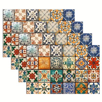 4/6pcs Set of Portuguese Table Mats with Tile Pattern, Fashionable Printed Design for Dining Tables, Kitchens, Parties, Indoor, Festive, Dinner and