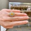 New Pink Ring With Micro Inlaid Pear Shaped Colored Jewelry Retro Exaggerated Zircon Female
