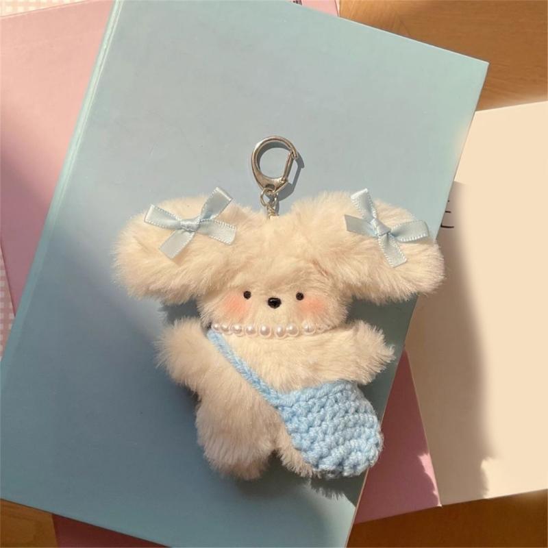 Cute Keychain with Decorative Bowknot Dog Pendant Fashionable Dog Keychain Bag Pendant Stylish Backpack Ornament