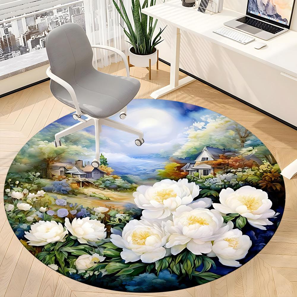 1pc Floral Landscape Chair Carpet for Office, , Non-slip Carpet, Very Suitable for Offices, farmhouses,Outdoor Carpet Yy251120038
