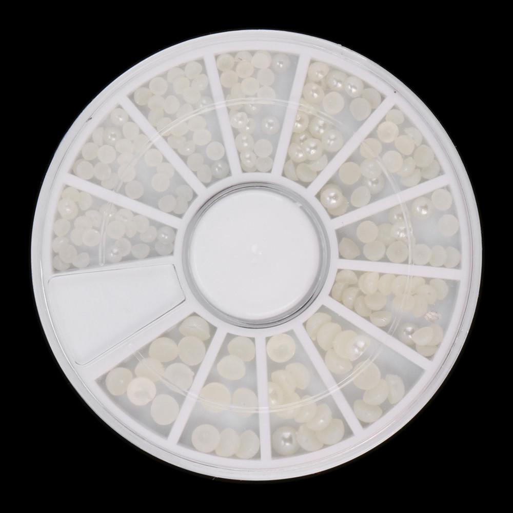 1 Box Colour Steel Bead 3D Round Nail Studs Nail Rhinestone  Decoration