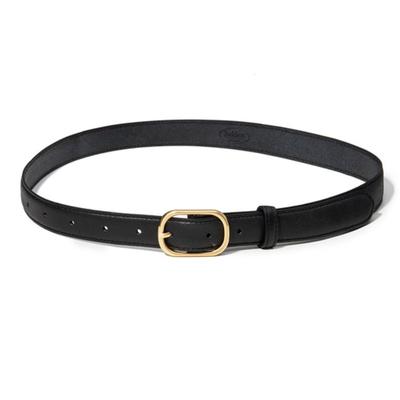 Halden (W) Gold Round Cowhide Leather Belt (T021_black)