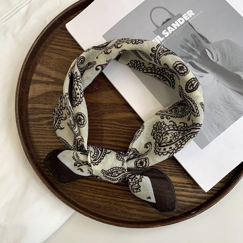 Silk scarf neck small square scarf summer match shirt neck neck protection small scarf headscarf summer women's pastoral hair band hair accessories