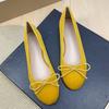 Fashion Flat Shoes for Women's 2025 New Retro Ballet Shoes Butterfly Knot Suede Shallow Round Toe Women's Shoes Large Size 44 43 42
