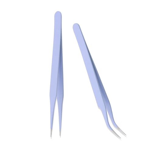 Samcos 2-Piece Stainless Steel Tweezers Set, Perfect for DIY Crafts, Handmade Projects, Nails, Plastic Models, Tsumami Zaiku, False Eyelashes, Electro