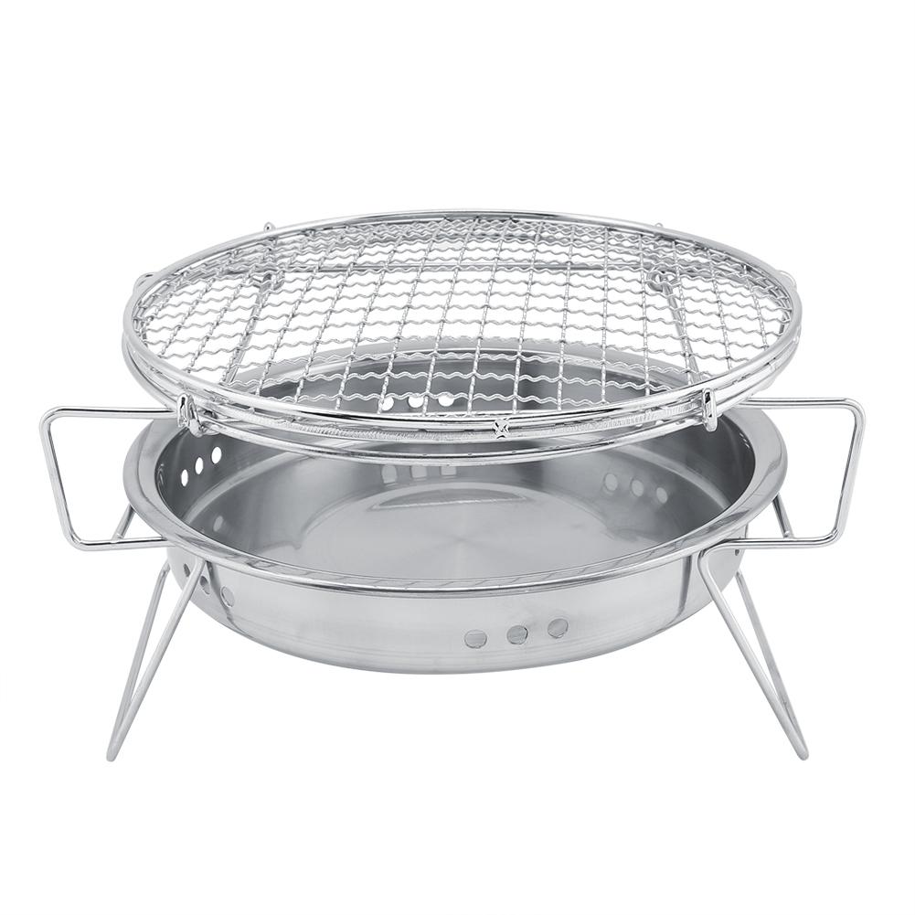Mini-Grill aus Edelstahl, faltbar, tragbar, runder Grillofen für Outdoor-Camping, Terrasse