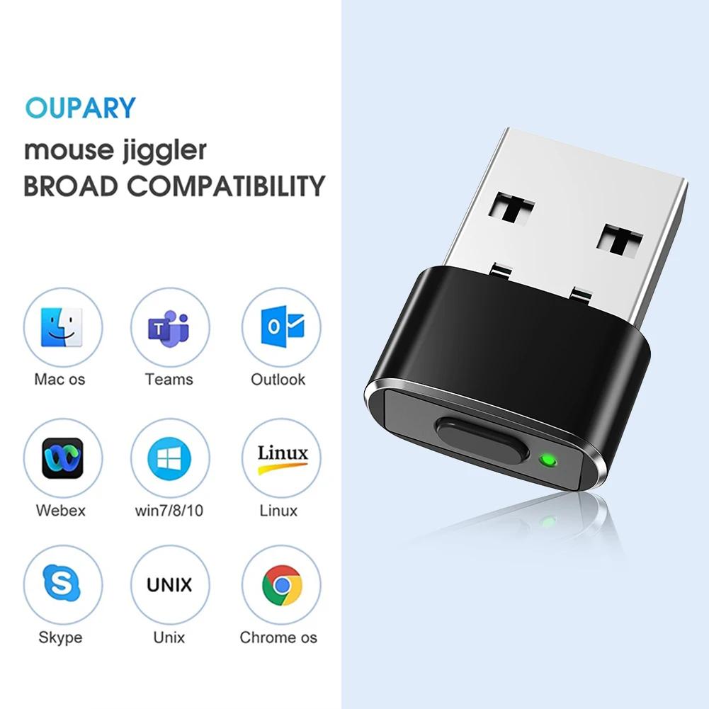 Mouse Jiggler Undetectable Automatic Mover USB/Type-C Port Shaker Wiggler Plug and Play Keeps Awake With ON/OFF Switch For PC