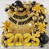 129Pcs New Year Decorations 2025 Balloons Arch New Years Eve Party Supplies Happy New Year Banner  Perfect for New Year Decor