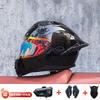 Full Face Motorcycle Helmet With External Bluetooth Module Men Women Large Rear Wing Sport Style DOT Approved