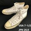 6X 05 06 02 High Cut Leather Sneakers 7.5 26 White