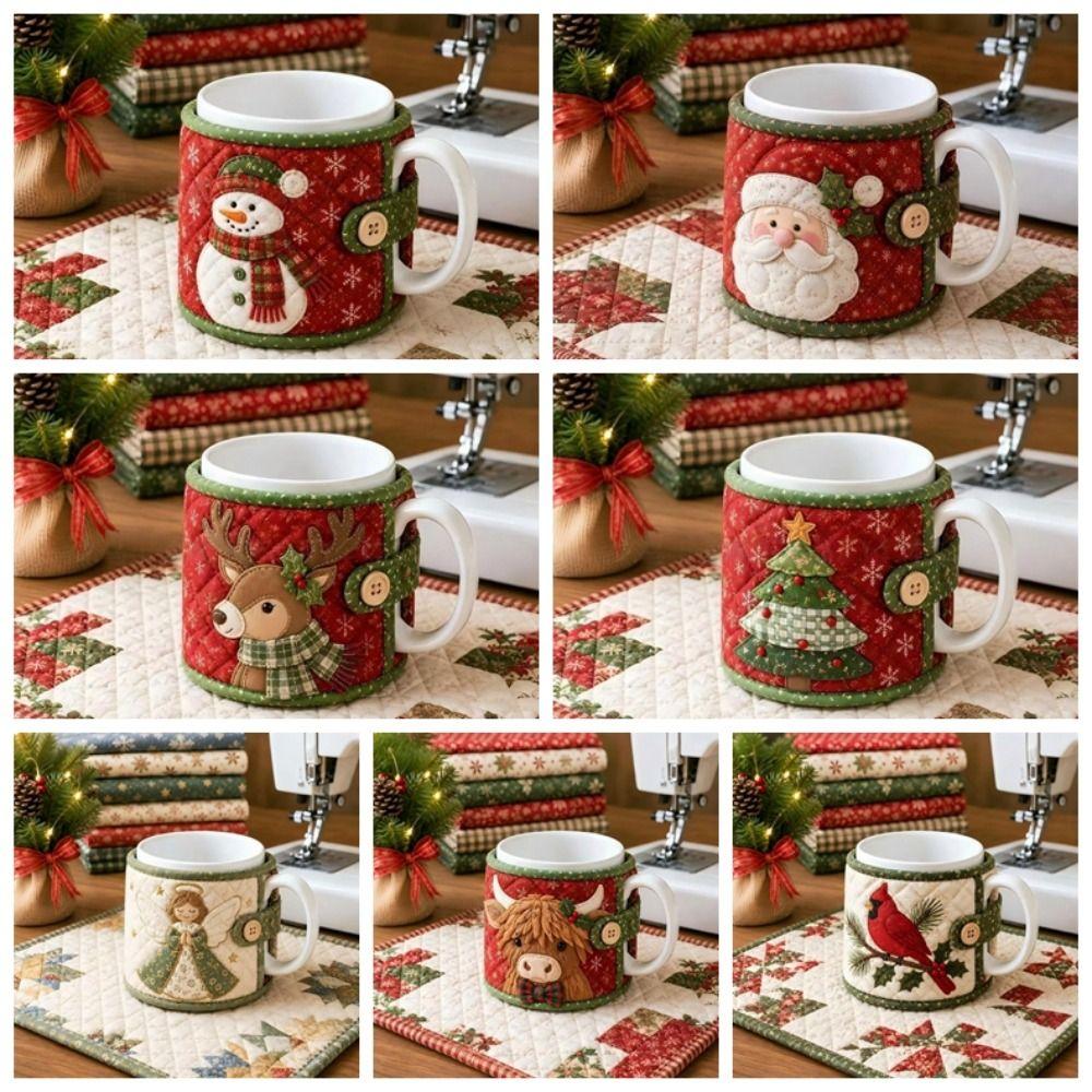 Deer Christmas Ornaments Snowman Mug Protective Cover Atmosphere Christmas Tea Cup Holder Mug