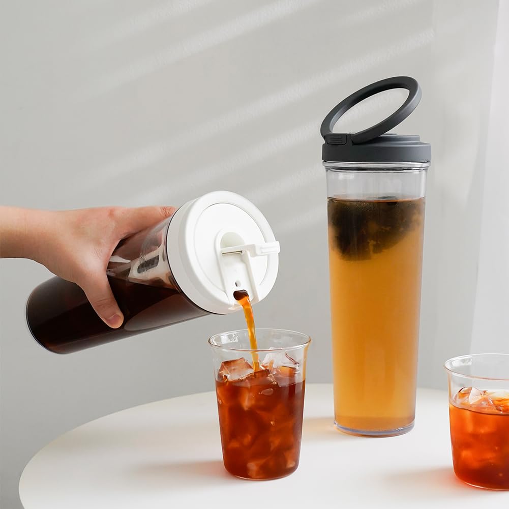 watchget Portable Cold Brew Coffee 34 Iced Coffee Tea Removable Fine Mesh Perfect for Outdoor Camping Trips Maker, oz/1 L, Maker, Brewer, Leak-Proof,