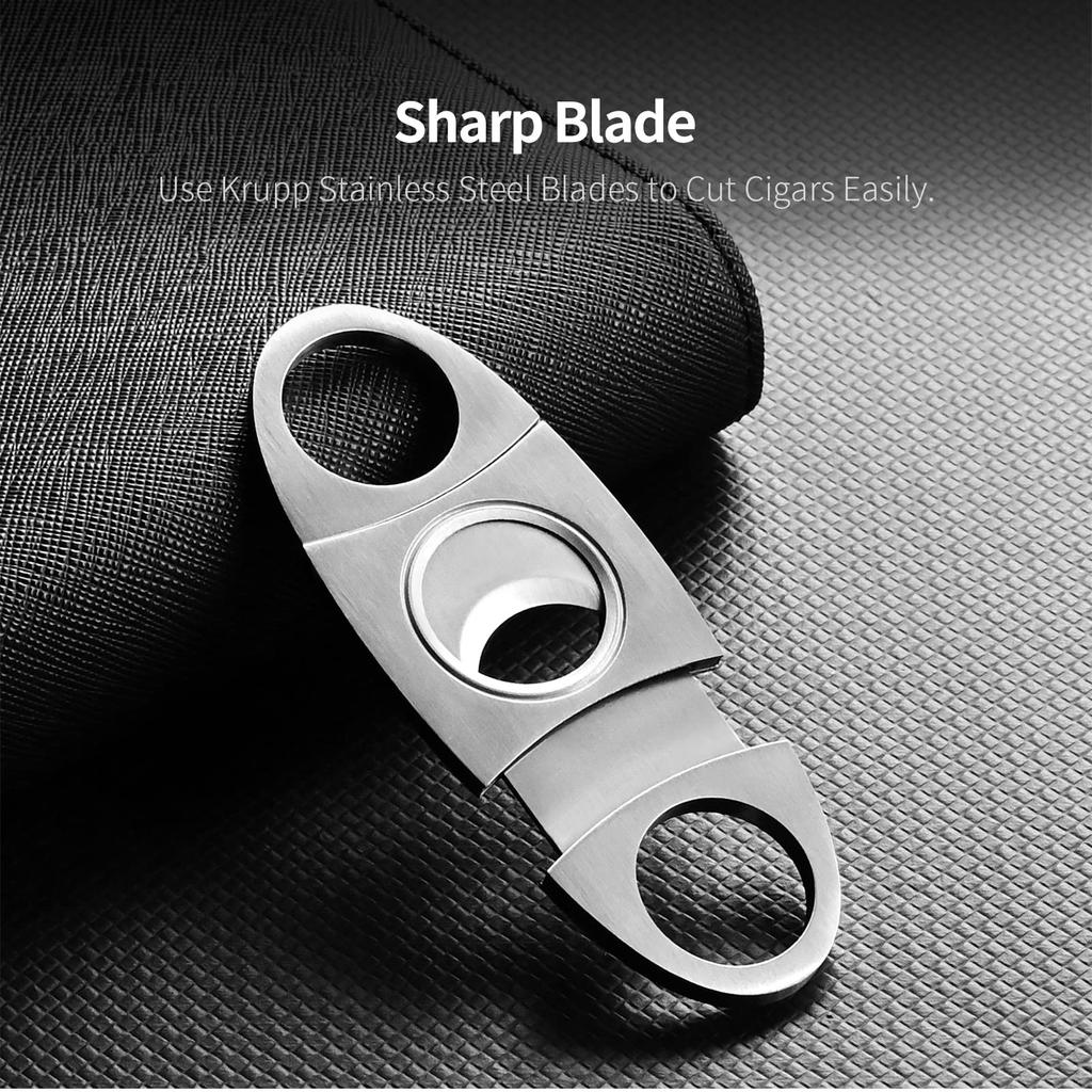 CIGARLOONG Cigar Cutter Stainless Steel Brushed Double Blade Cigar Cutter