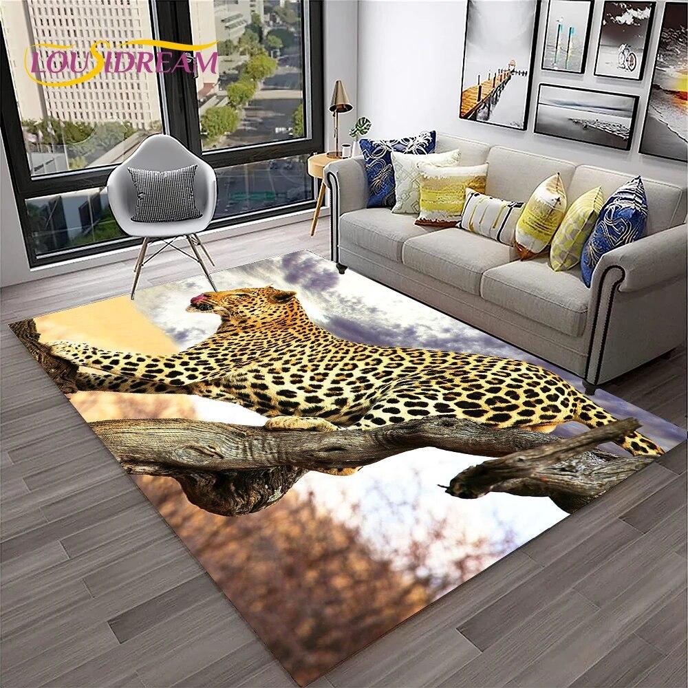 Beast Leopard Cheetah Cartoon Animal Carpet Rug for Home Living Room Bedroom Sofa Doormat Decor,kids Area Rug Non-slip Floor Mat