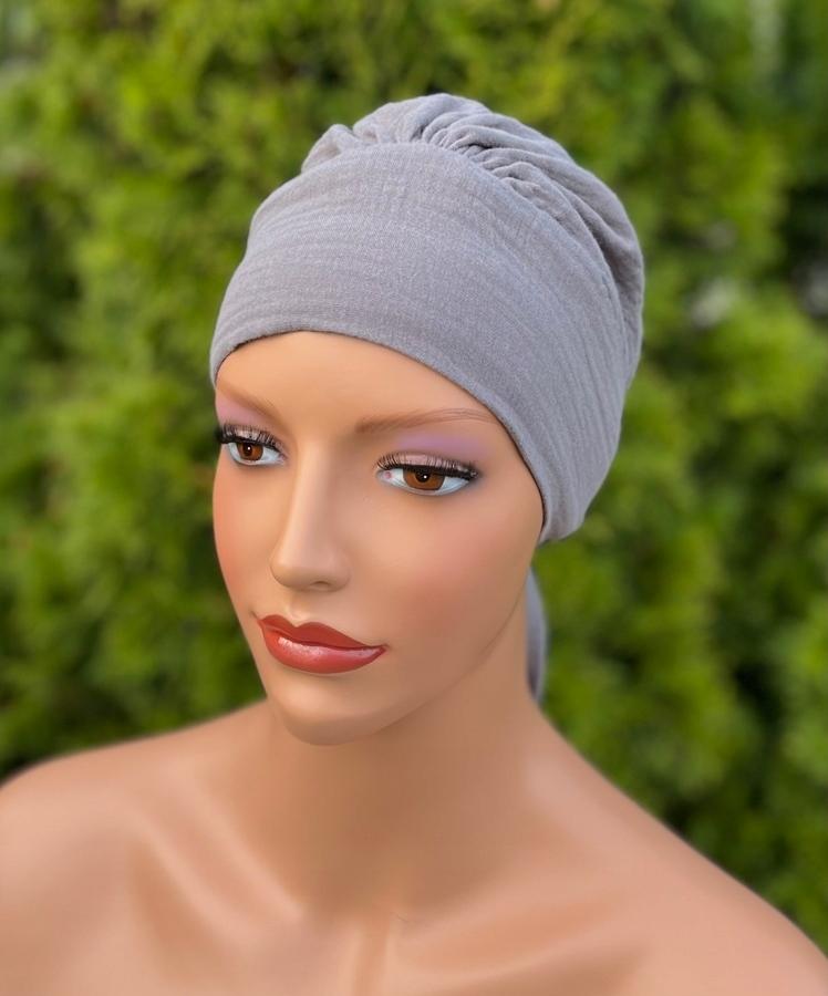 Women' Scarf Tess 068 Made of Muslin, Ruffled Hat, Even After Chemotherapy
