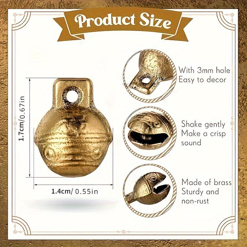 20pcs Antique Brass Jingle Bells 17mm with 3mm Hole - Durable, Uncharged, Crisp Ringing for DIY Projects, Home Decoration, Pet Collar Accessories