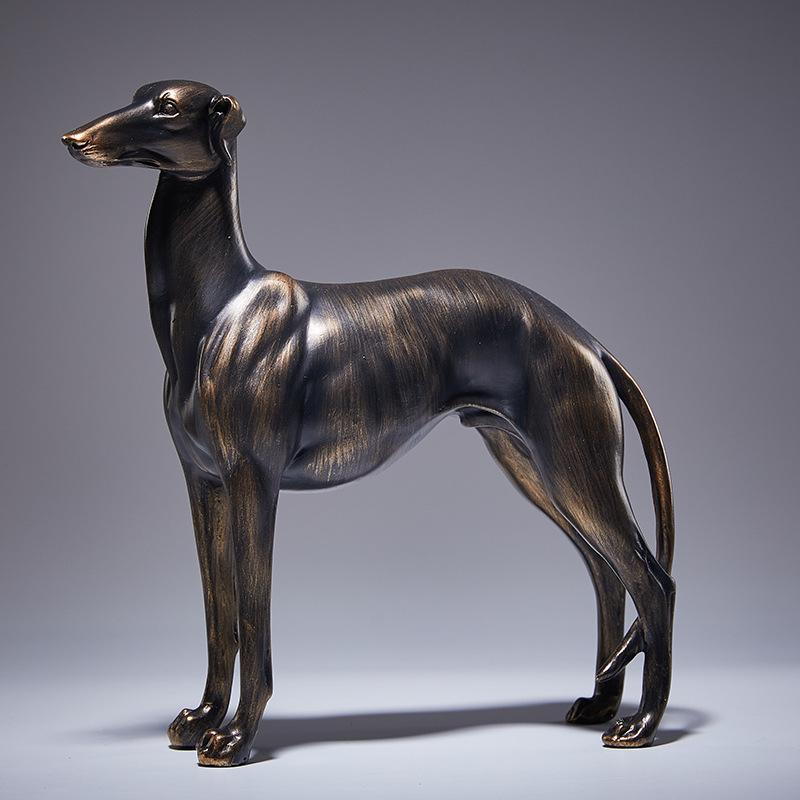 Antique Bronze Vintage Greyhound Dog Statue Resin Animal Figurine for Anniversary Gift Living Room Home Decor Accent