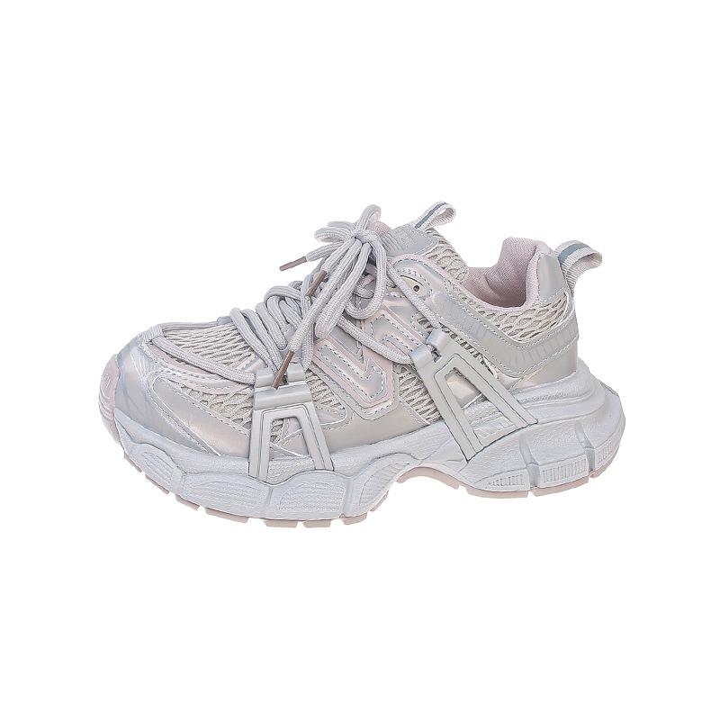 2025 summer new paris dad shoes women's thick sole heightening small mesh breathable sports casual white shoes