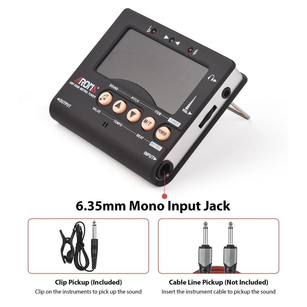 Btuty Guitar Tuner for Chromatic and Backlit LCD Display Portable Guitar Tuner with Pickup Professional Metronome AROMA G Guitar, Bass, Violin,