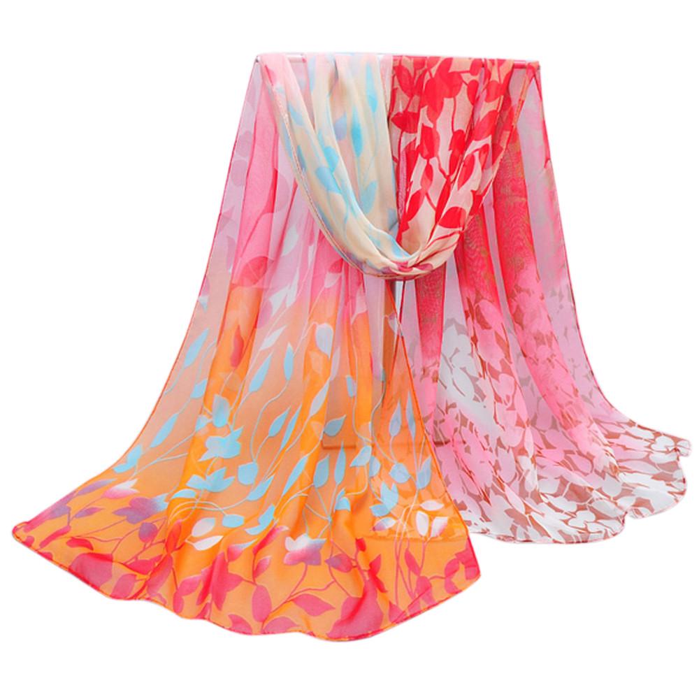 Women Design Printed Silk Soft Silk Chiffon Shawl Wrap Wraps Scarf Scarves