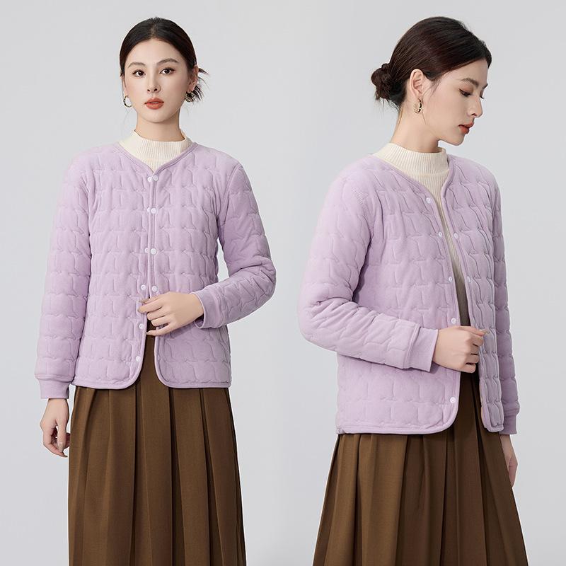 

Осенне-зимняя куртка из немецкого бархата с подкладкой, утолщенная и теплая, с шелковым хлопком, женская куртка-подкладка, женская стеганая куртка 3XL-150-85kg фиолетовый