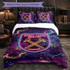 West Ham United Fußball 3-teiliges Bettwäsche-Set Weiches Bettbezug-Set mit Kissenbezügen Bedrucktes Schlafzimmer-Deko-Set für Zuhause