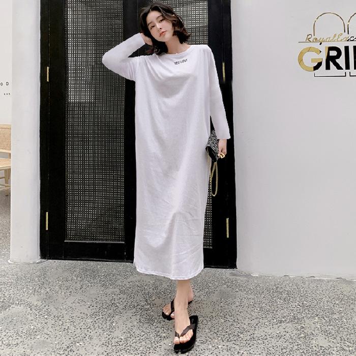 YYFS Women's Fashion Fall Winter Long Sleeve O-Neck Loose Waistline Casual Dresses