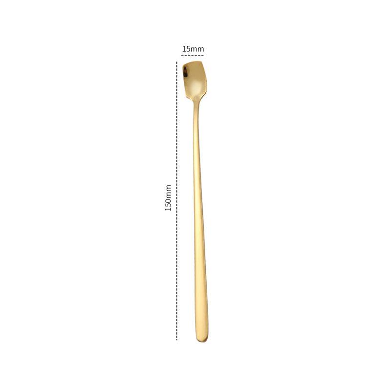 304 Stainless Steel Square Coffee Spoons Tea Milk Cocktail Stirring Spoon Long Handle Ice Cream Dessert Spoons Kitchen Barware
